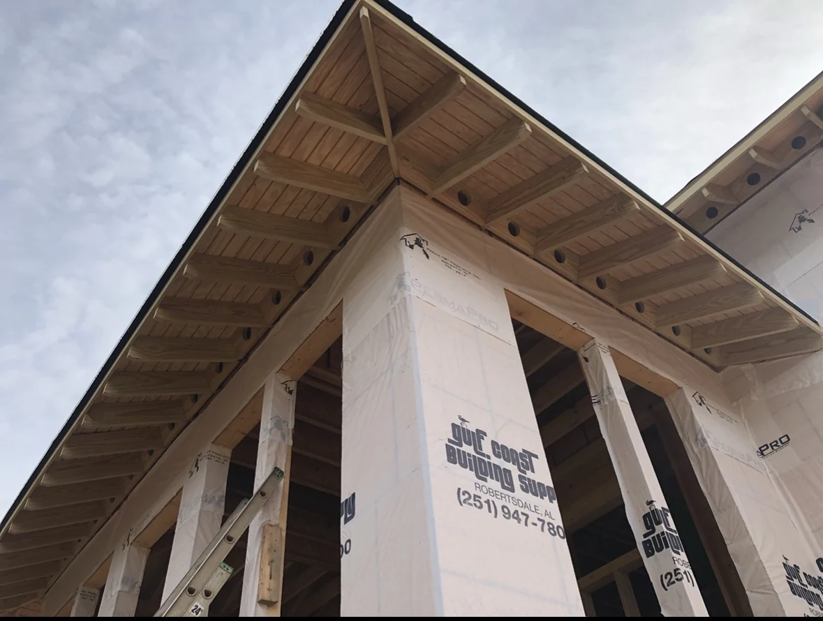 Custom timber soffit and roof construction