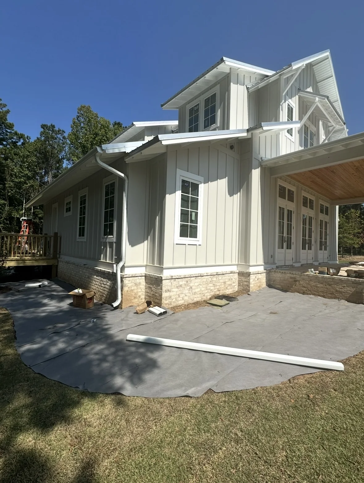 Custom home with brick skirt
